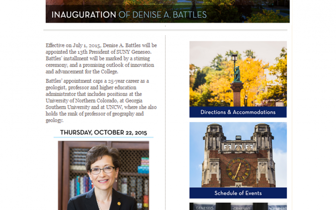 SUNY Geneseo, Inauguration of Denise A. Battles Web Design