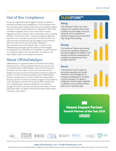 OffsiteDataSync, Inc. Veeam v9.5 Datasheet